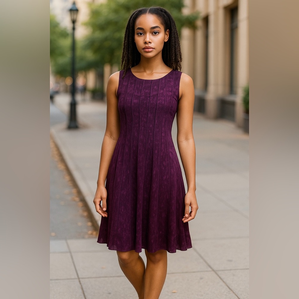 Cute Purple & Black Ruffle Kick Hemline Slip Dress Size 4P